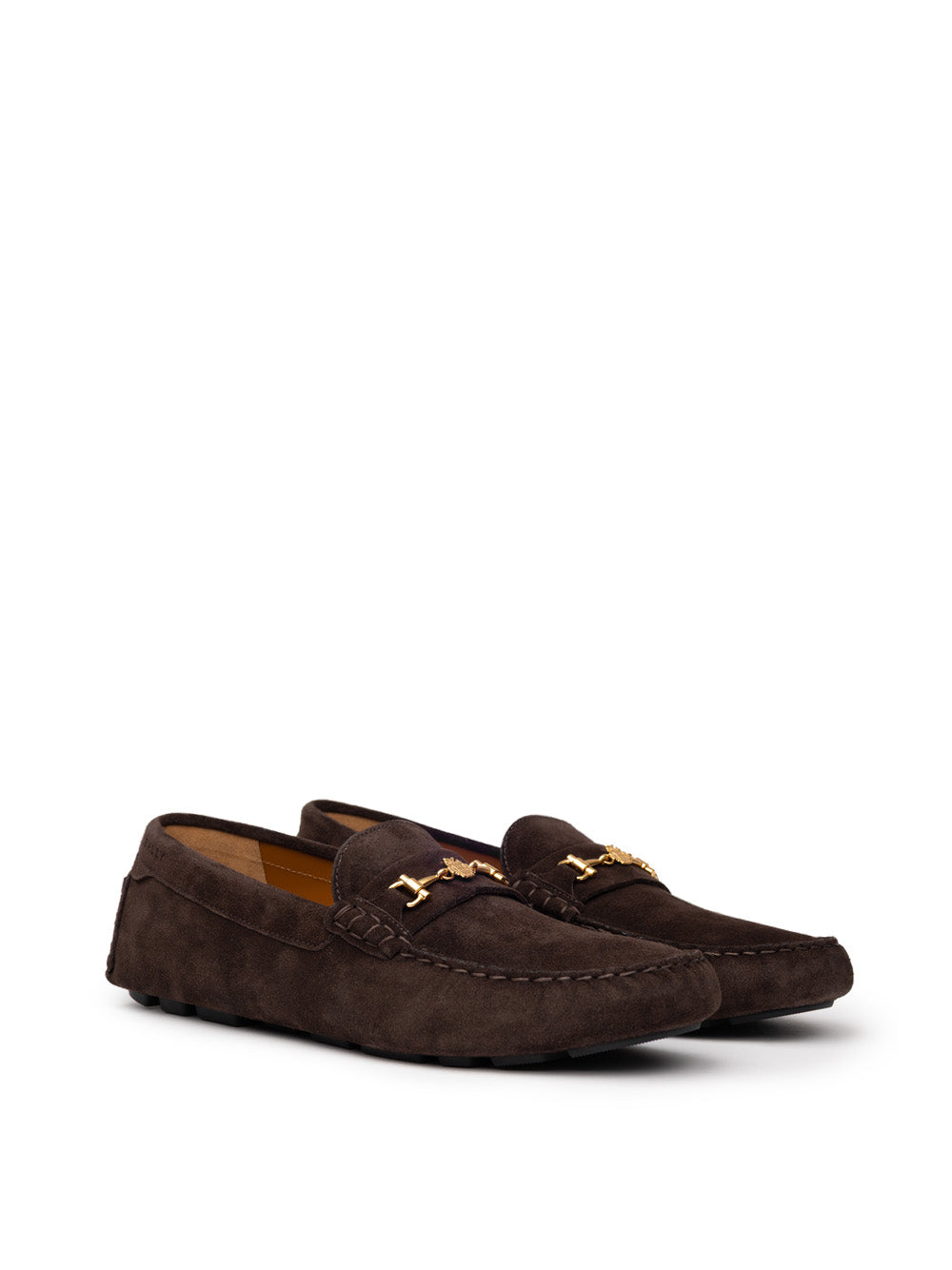 Mocassini Bally in Suede Marrone con Logo Gold