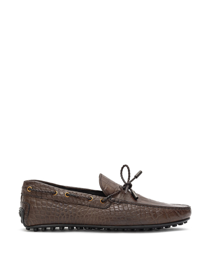 Mocassin city à lacets en caoutchouc imprimé crocodile Tod's