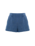 Pantaloncini Shorts Misto Mohair in Blu Avio Gucci