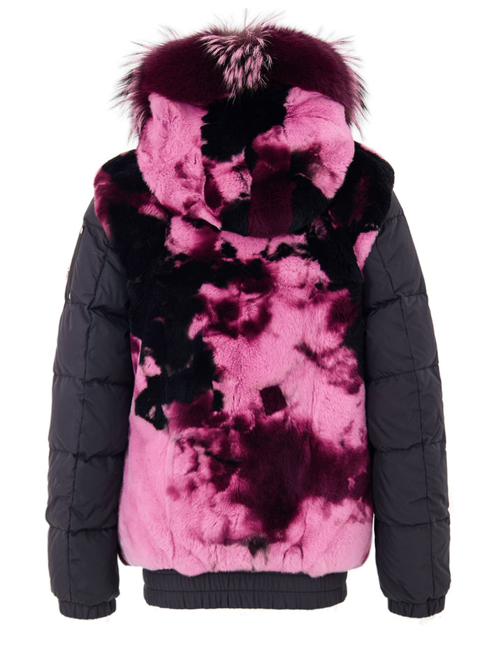 Giubbino Bomber Nero con Inserti in  Pelo Multicolor Moose Knuckles