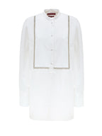 Blusa in Popeline di Cotone Bianco con Decorazioni in Cristalli Gucci