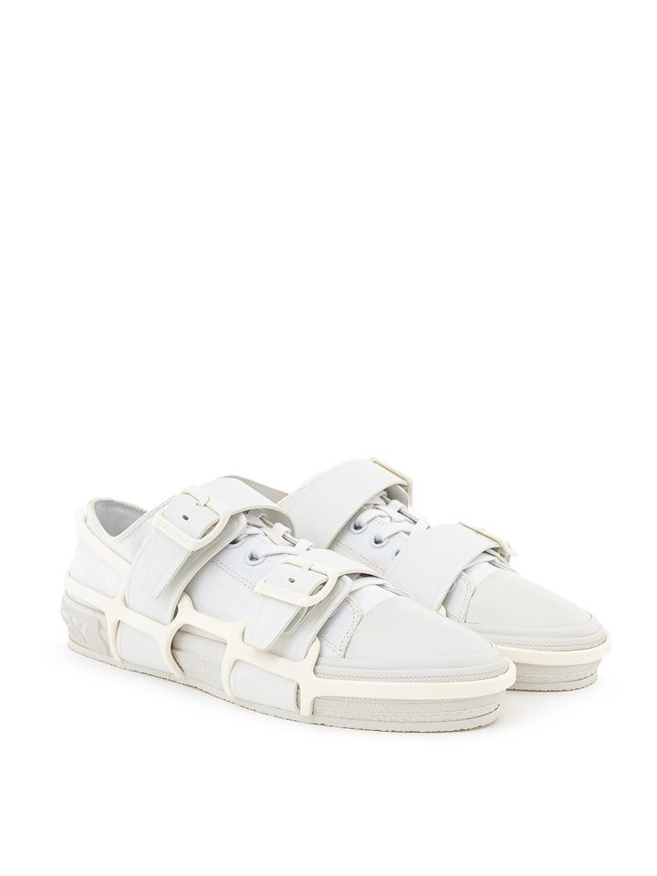 Burberry White Canvas Sneaker with External Rubber Structure