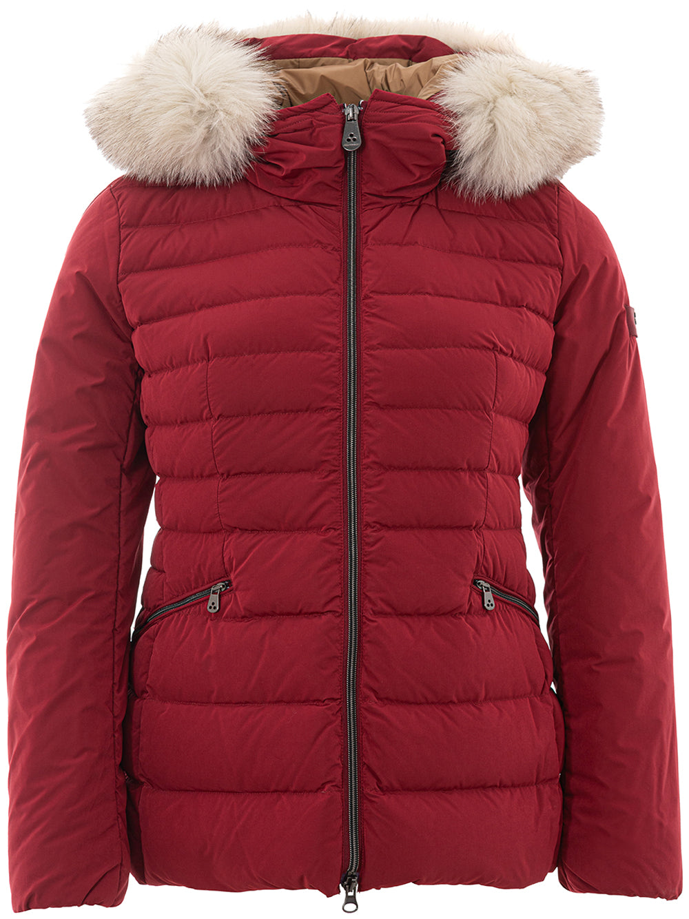Bordeaux Padded Jacket with Fur Collar Peuterey