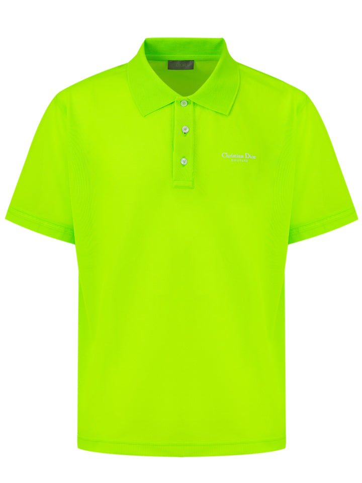 Fluo Cotton Polo with Dior Logo