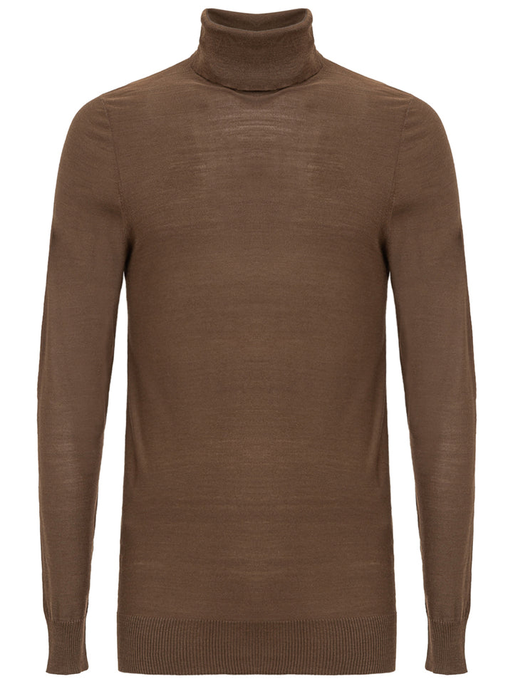 Wool Silk Turtleneck in Brioni Brown