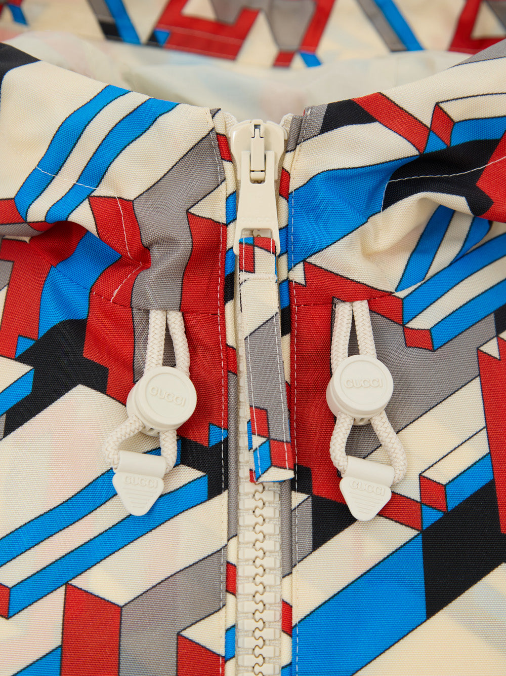 Giubbino in Nylon con Stampa Geometrica Multicolor Gucci