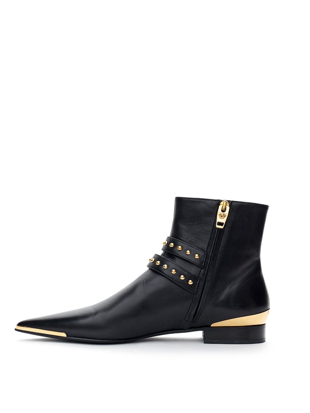 Black ankle boot with Versace Gold Studs