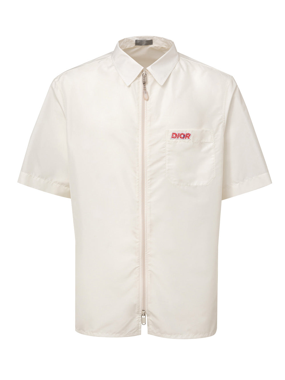 Camicia Mezza Manica con Zip in Bianco con Logo Dior