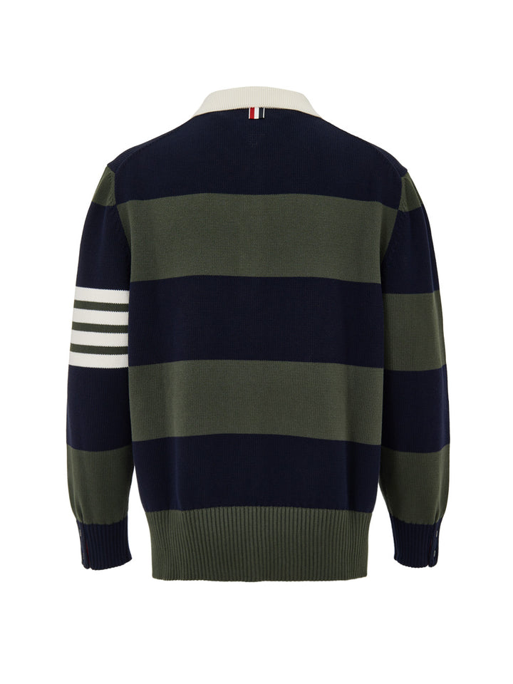 Polo de manga larga con bordado rosa Thom Browne