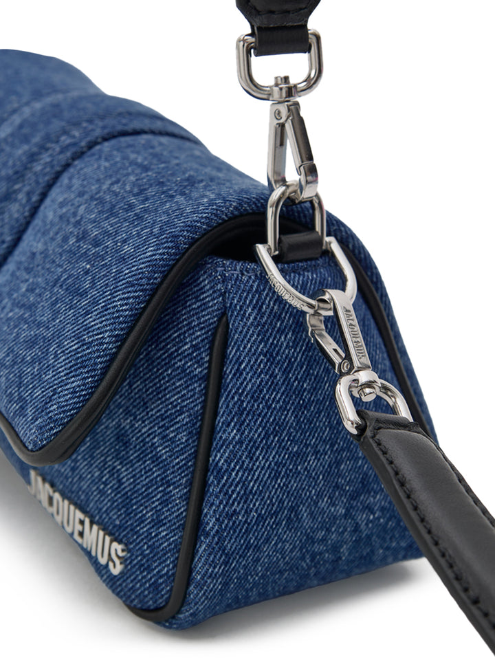 Borsa a Spalla Mini Le Petit Bambimou in Cotone Denim e Pelle Jacquemus