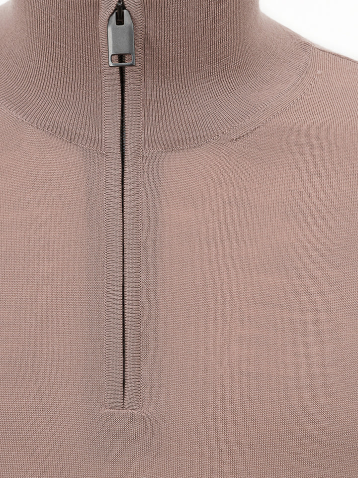 Brioni Rollkragenpullover aus Wolle mit halbem Reißverschluss