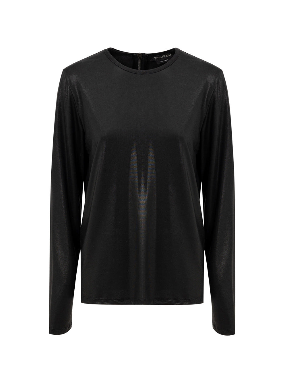 Tom Ford Maglia in Viscosa Nera con Zip Posteriore - Maniche Lunghe