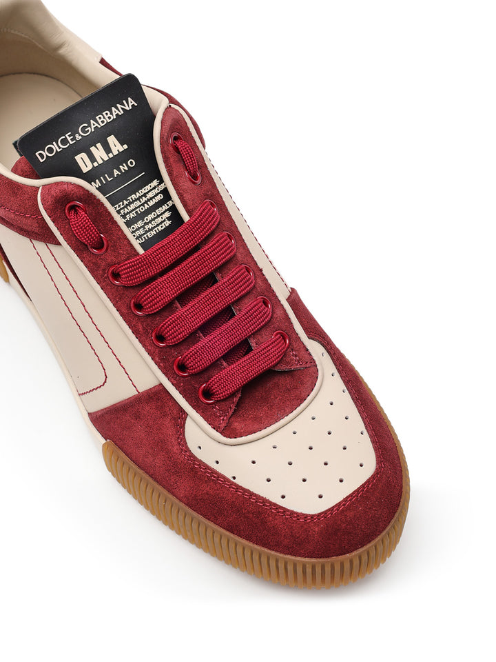 Low-Top-Sneaker Bordeaux und Beige DNA Dolce & Gabbana