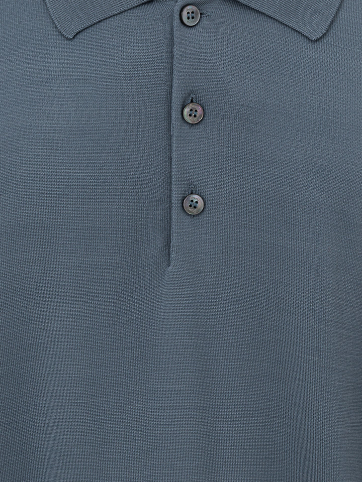 Brioni Wool Silk Long Sleeve Polo Shirt