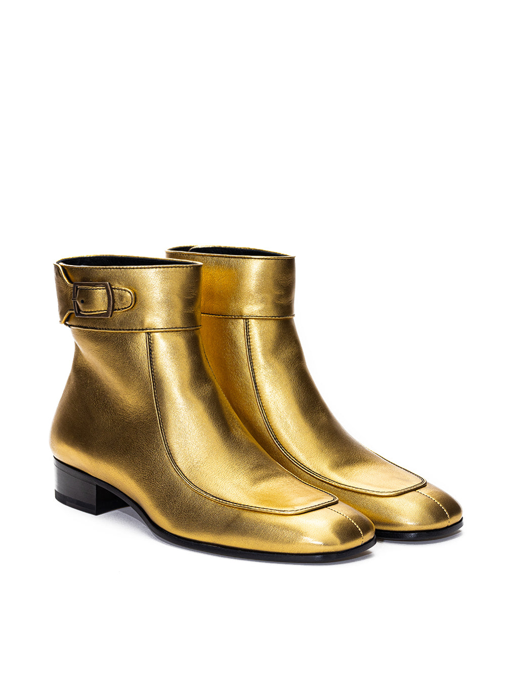 Gold Ankle Boot in Saint Laurent Leather