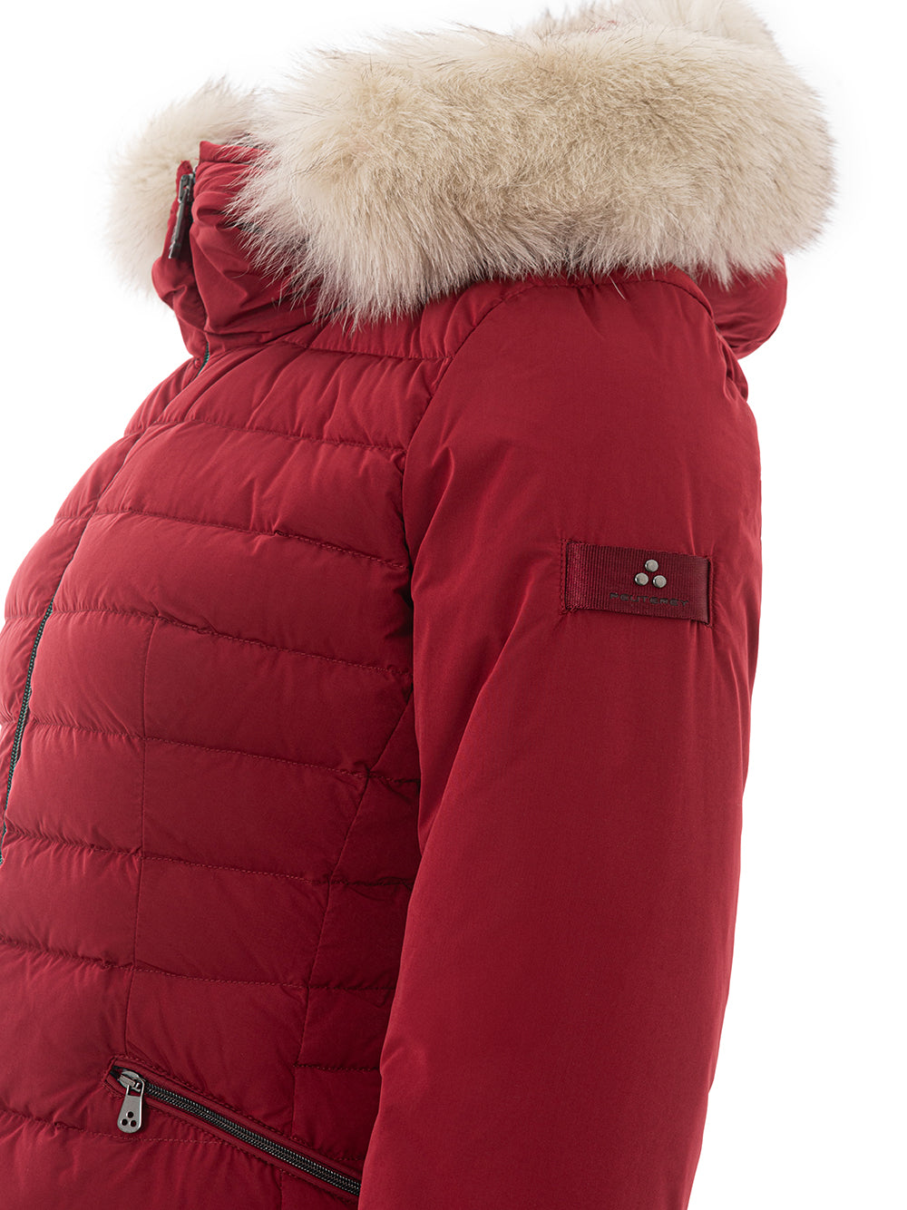 Bordeaux Padded Jacket with Fur Collar Peuterey