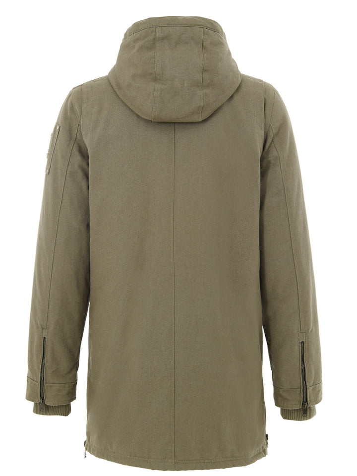 Giubbino Parka Verde Lungo in Tessuto con Tasconi Moose Knuckles