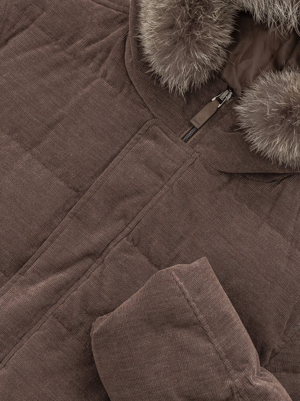 Bomber lungo con cappuccio e pelo rimovibile Herno
