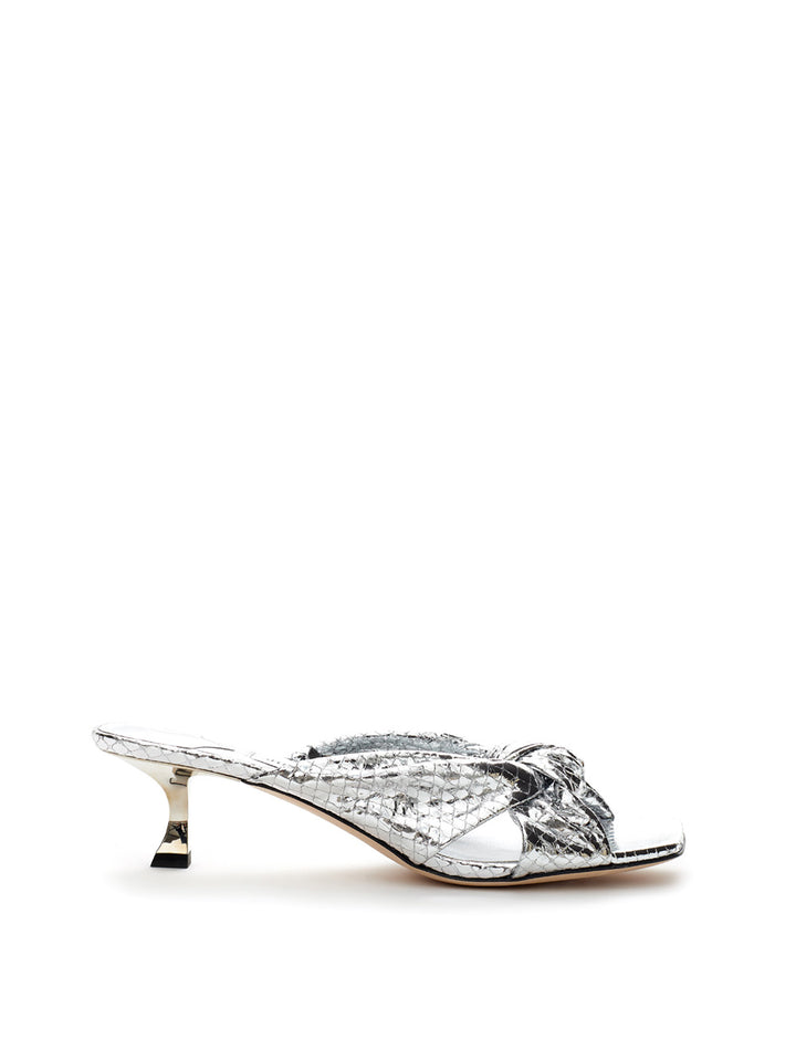 Jimmy Choo Silver Leather Mules