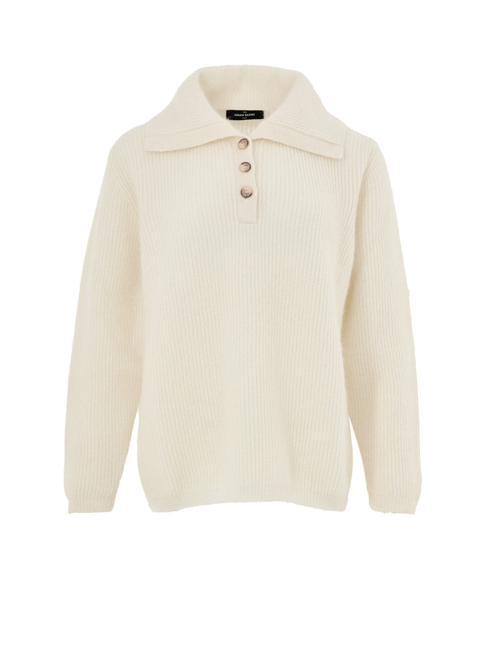 Maglia Collo Polo Bianca a Coste Inglesi Gran Sasso