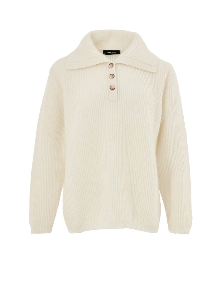 Maglia Collo Polo Bianca a Coste Inglesi Gran Sasso