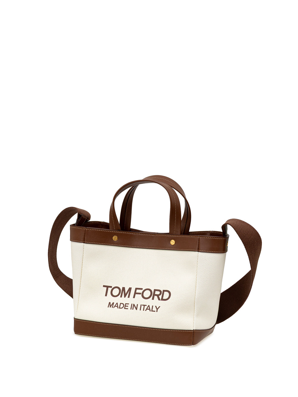 Tom Ford T-Screw Tote Bag aus beigefarbenem Canvas