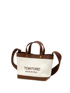 Tom Ford T-Screw Tote Bag aus beigefarbenem Canvas