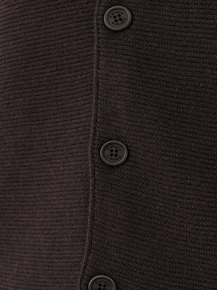 Kangra Brown Merino Wool Cardigan