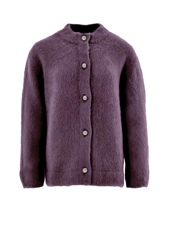 Cardigan con Colletto alla Corena in Bordeaux Gran Sasso