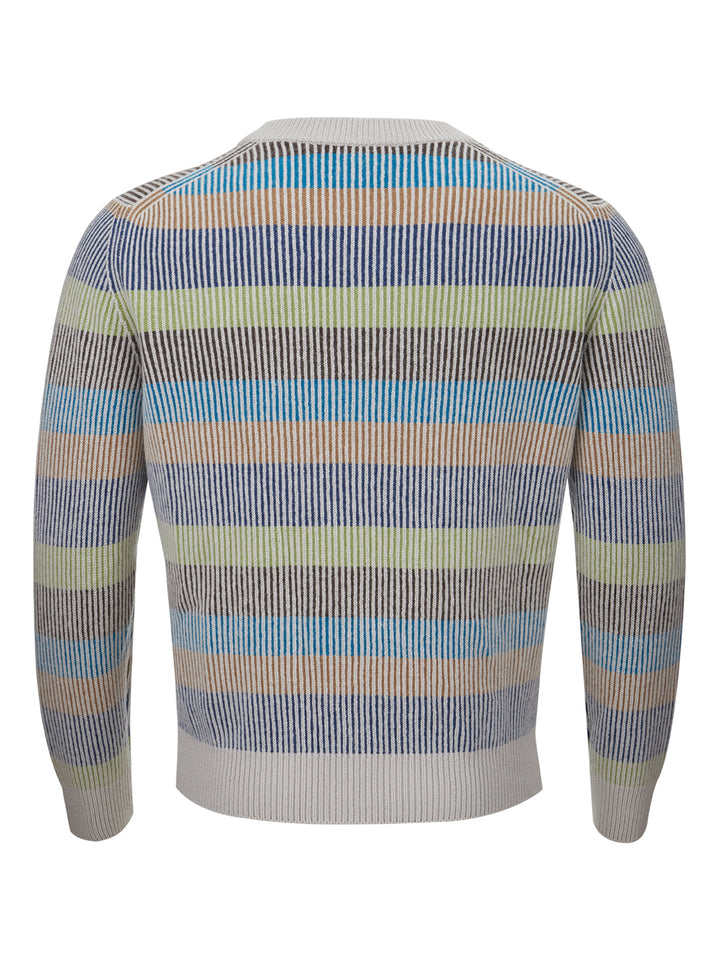 Jersey multicolor con cuello redondo en cachemira Gran Sasso