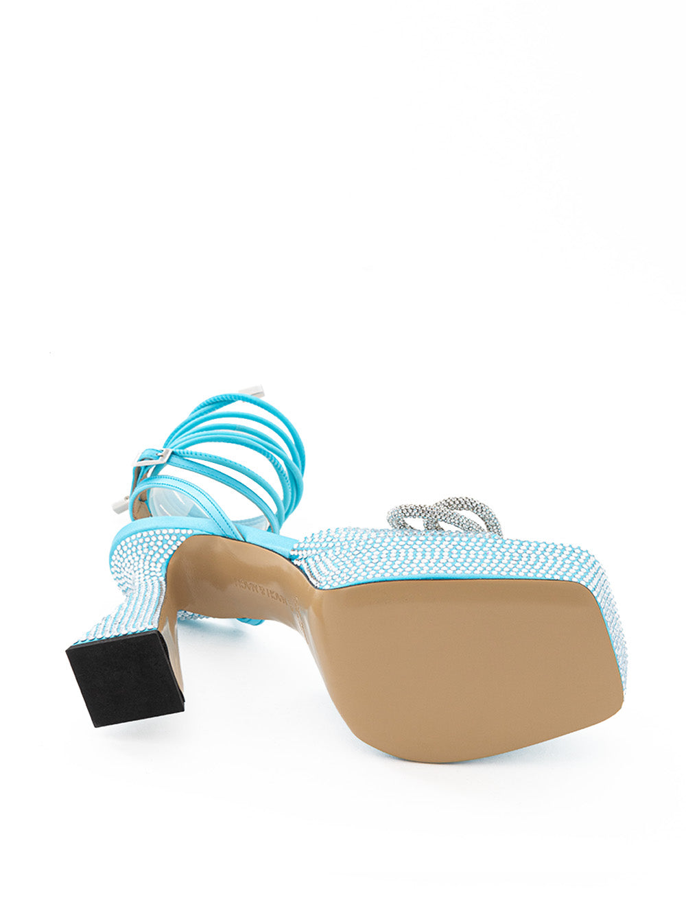 Sandali Plateau Azzurro con Cristalli Doppio Fiocco Mach & Mach