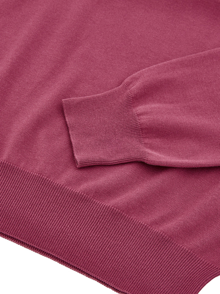 Maglia Scollo a V in Cotone Viola Gran Sasso