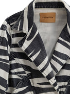 Giubbino Corto in Denim Bianco/Nero Retrofête