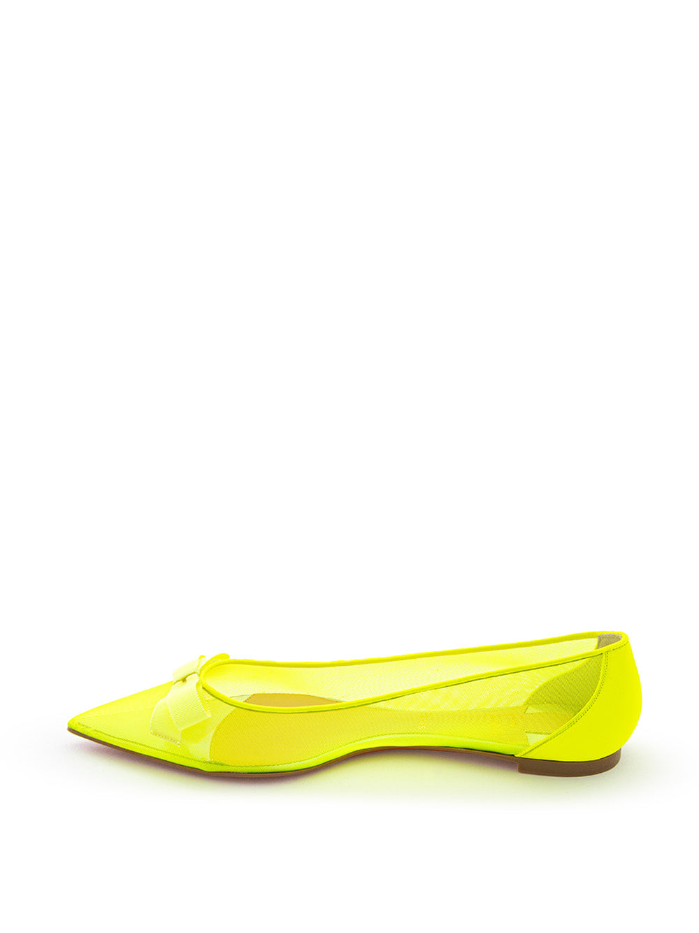 Ballerina a Punta in Mesh Giallo Fluo Christian Louboutin
