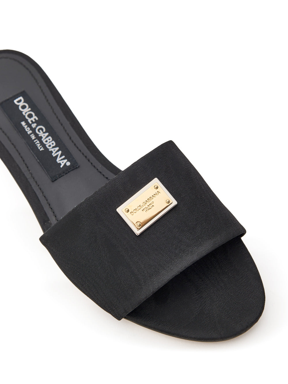 Ciabatta Nera Jacquard con Logo Dolce & Gabbana