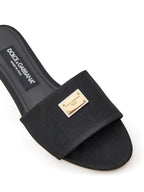 Ciabatta Nera Jacquard con Logo Dolce & Gabbana