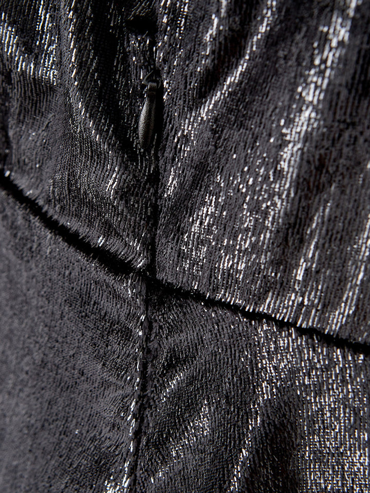 Velvet Dress with Shiny Effect Shoulder Straps