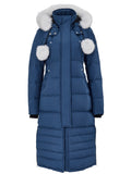 Giubbino Lungo Imbottito Azzurro con Pompom Moose Knuckles