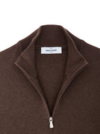 Maglione Cardigan in Lana Marrone con Zip Gran Sasso