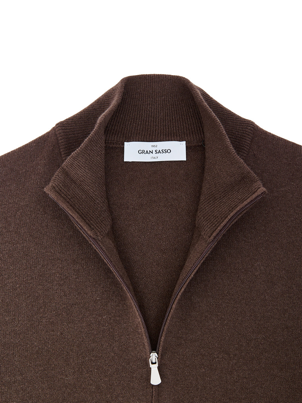 Maglione Cardigan in Lana Marrone con Zip Gran Sasso