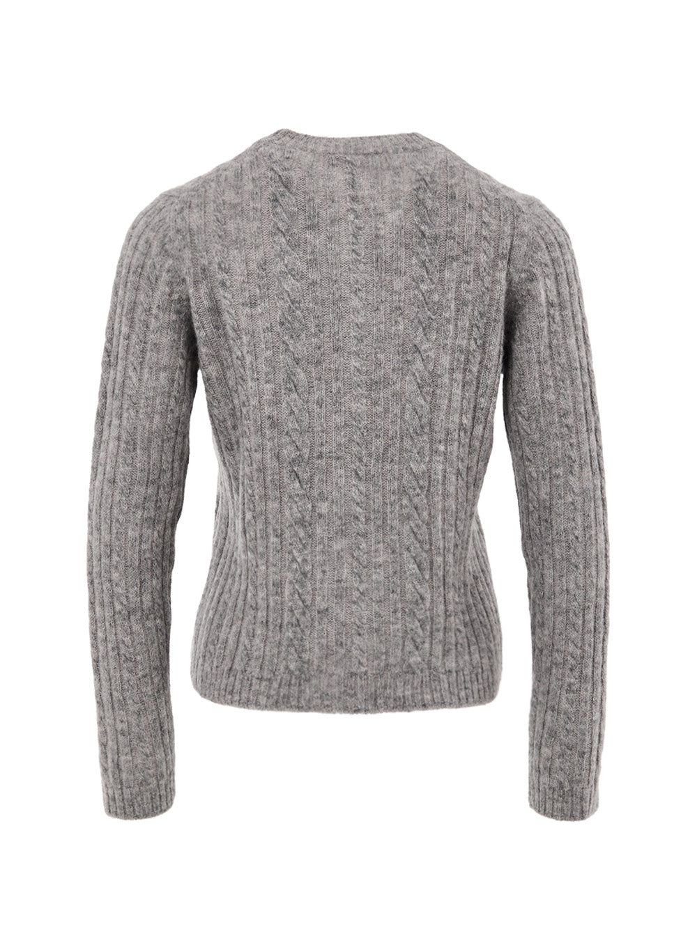 Cardigan con Lavorazione Trecce in Grigio Gran Sasso