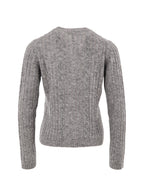 Cardigan con Lavorazione Trecce in Grigio Gran Sasso
