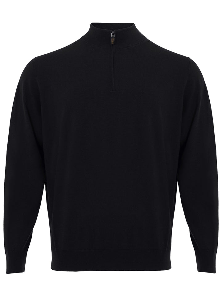 Maglia in Cashmere Mezza Zip Colombo in nero