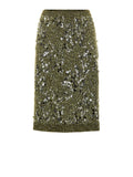 Gonna in Maglia Verde Militare con Paillettes Gucci