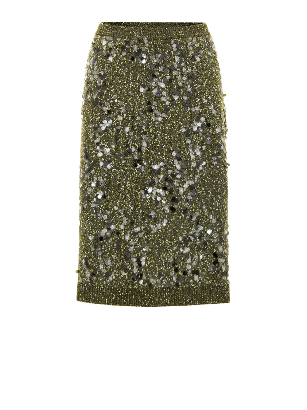 Gonna in Maglia Verde Militare con Paillettes Gucci