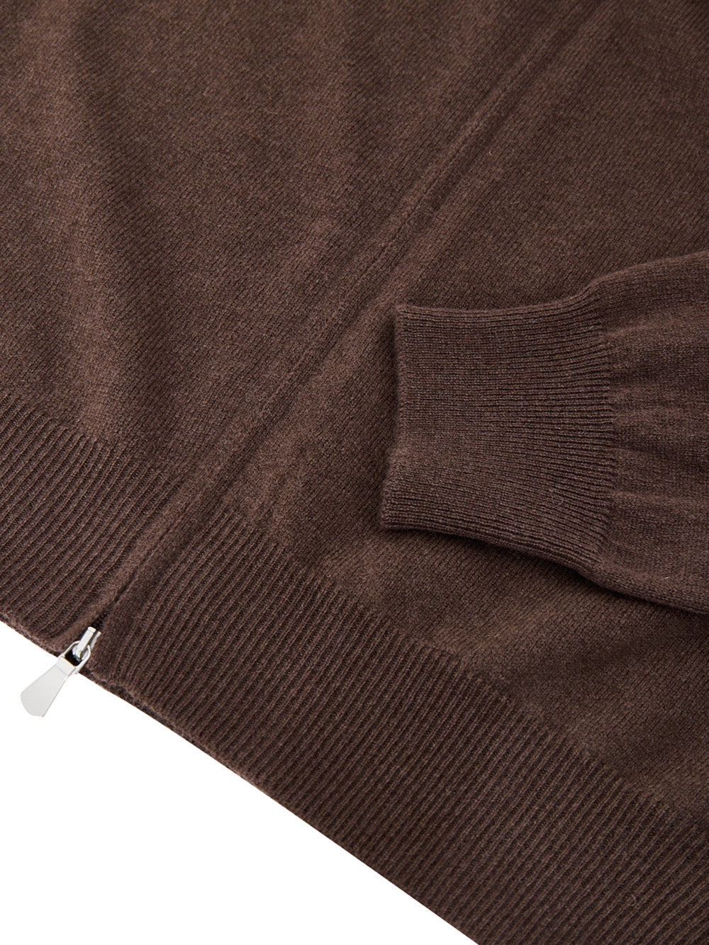 Maglione Cardigan in Lana Marrone con Zip Gran Sasso