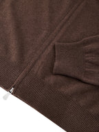 Maglione Cardigan in Lana Marrone con Zip Gran Sasso