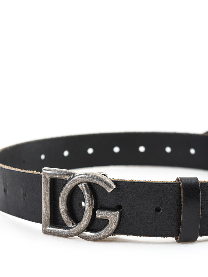 Leather Belt with Dolce & Gabbana Logo