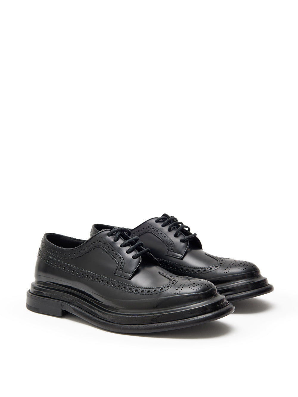 Mocassino Stringato Nero con Impunture e Maxi Suola Dolce & Gabbana