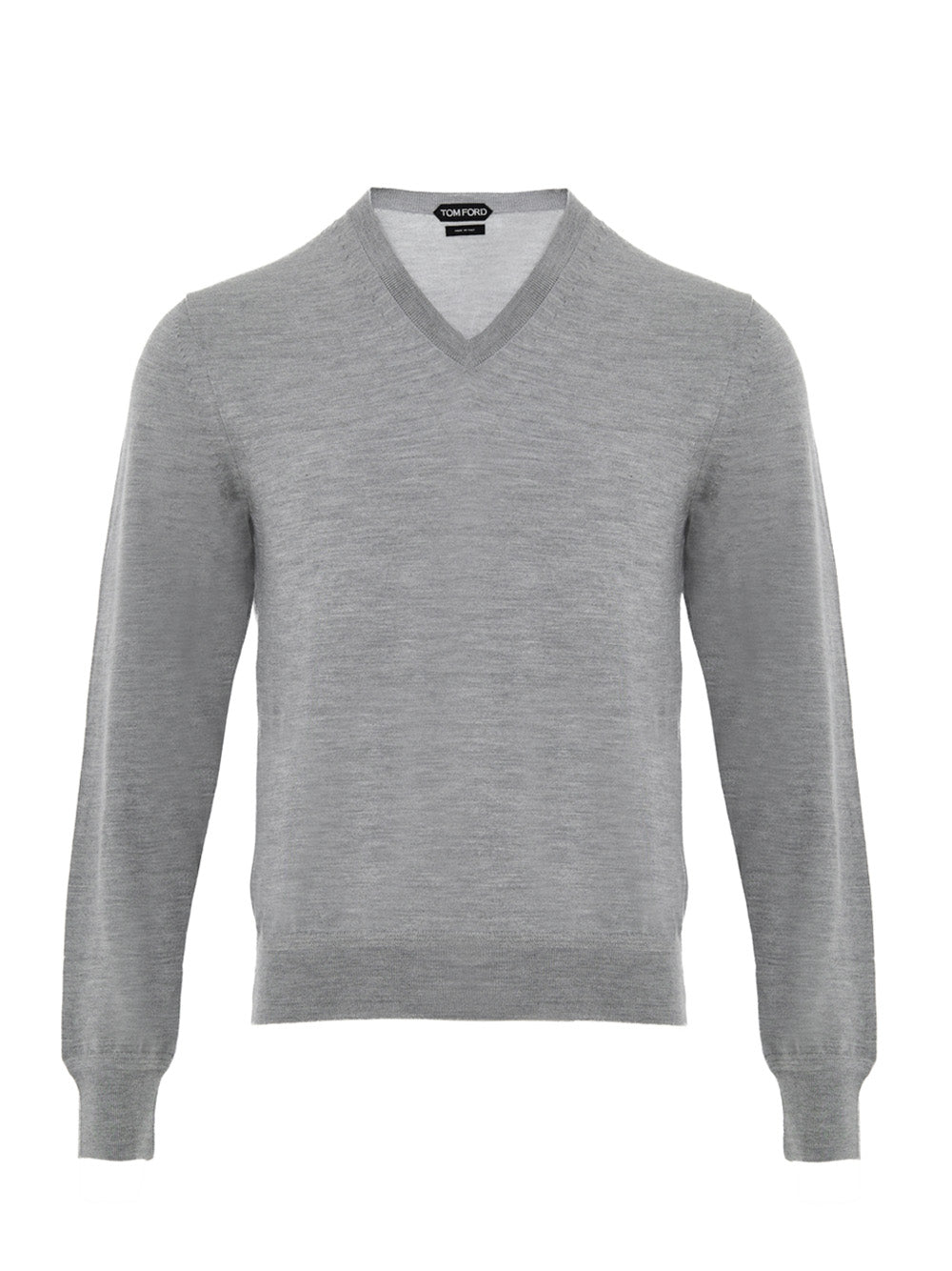 Maglia Grigia con Scollo a V in Cashmere e Seta Tom Ford